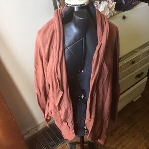 Leith dusty rose drape front cardigan with pockets
